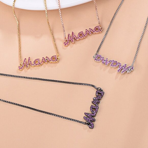 Mom To Be Girl Mama Pink Letters Rose Gold Bracelet - Picture 4 of 6